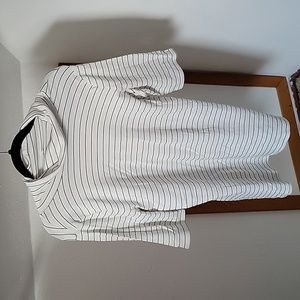 Short sleeve cowl neck striped shirt